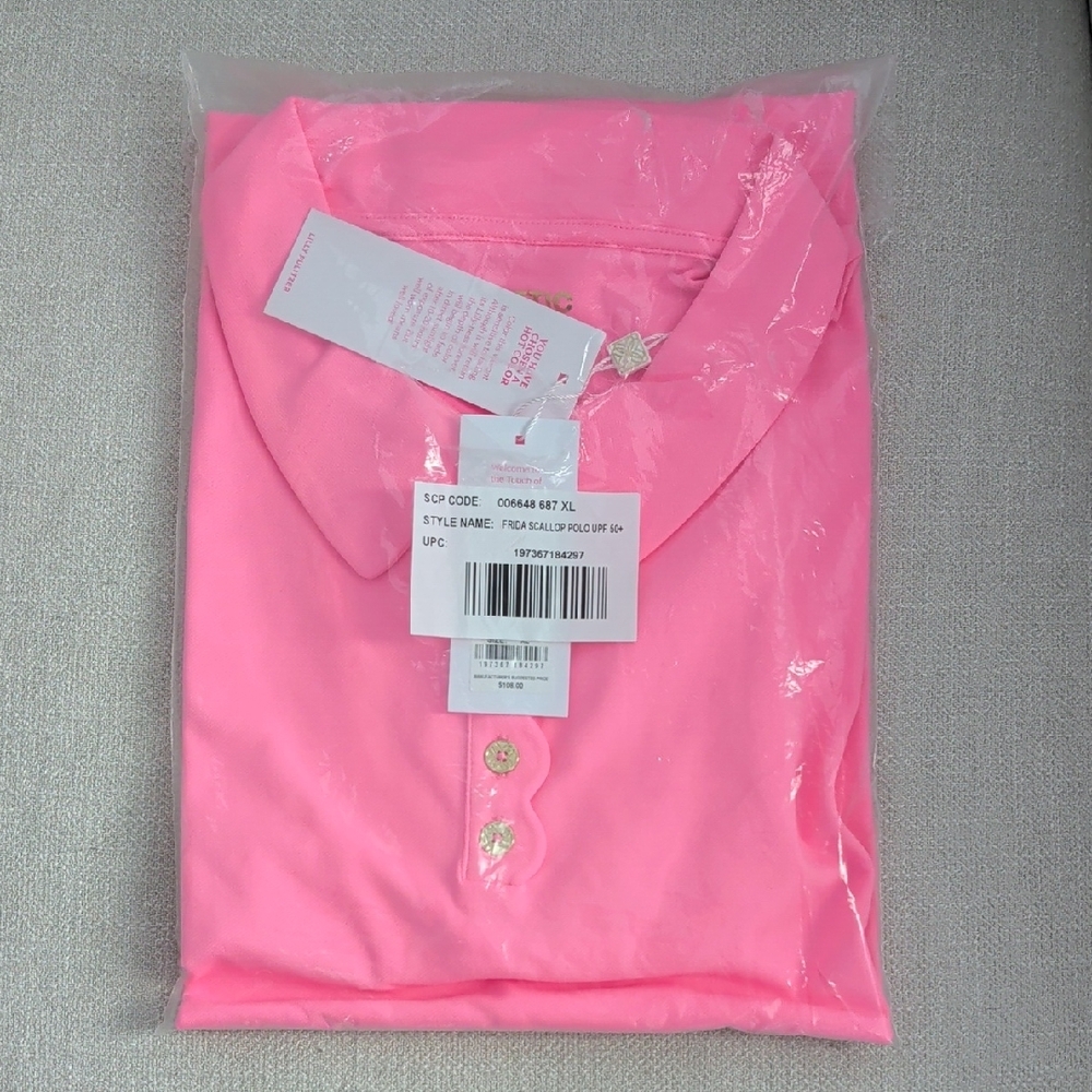 Lilly Pulitzer Frida Scallop Polo NWT XL